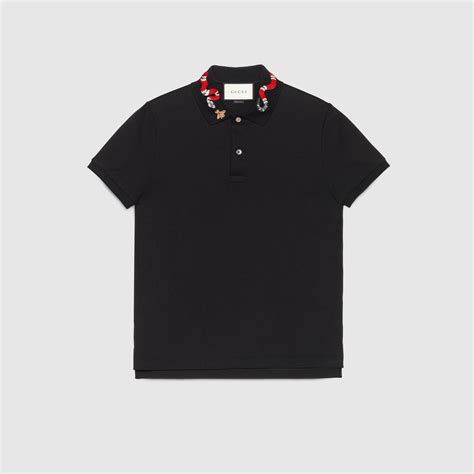 gucci cotton polo with snake embroidery replica|gucci t shirt real.